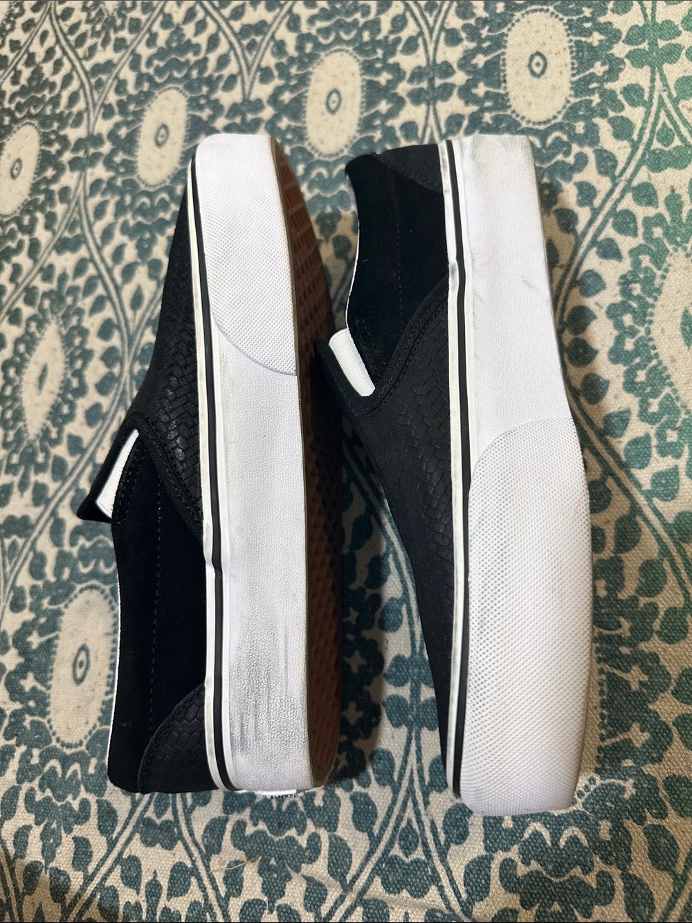 Vans Woven Leather Black Slip-On Platforms - Picture 4 of 7